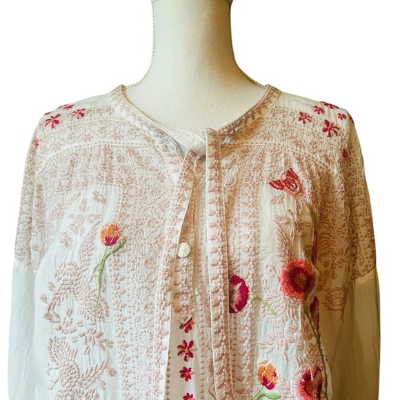 JOHNNY WAS LONG SLEEVE EMBROIDERED BLOUSE SIZE SMALL - Picture 2 of 13